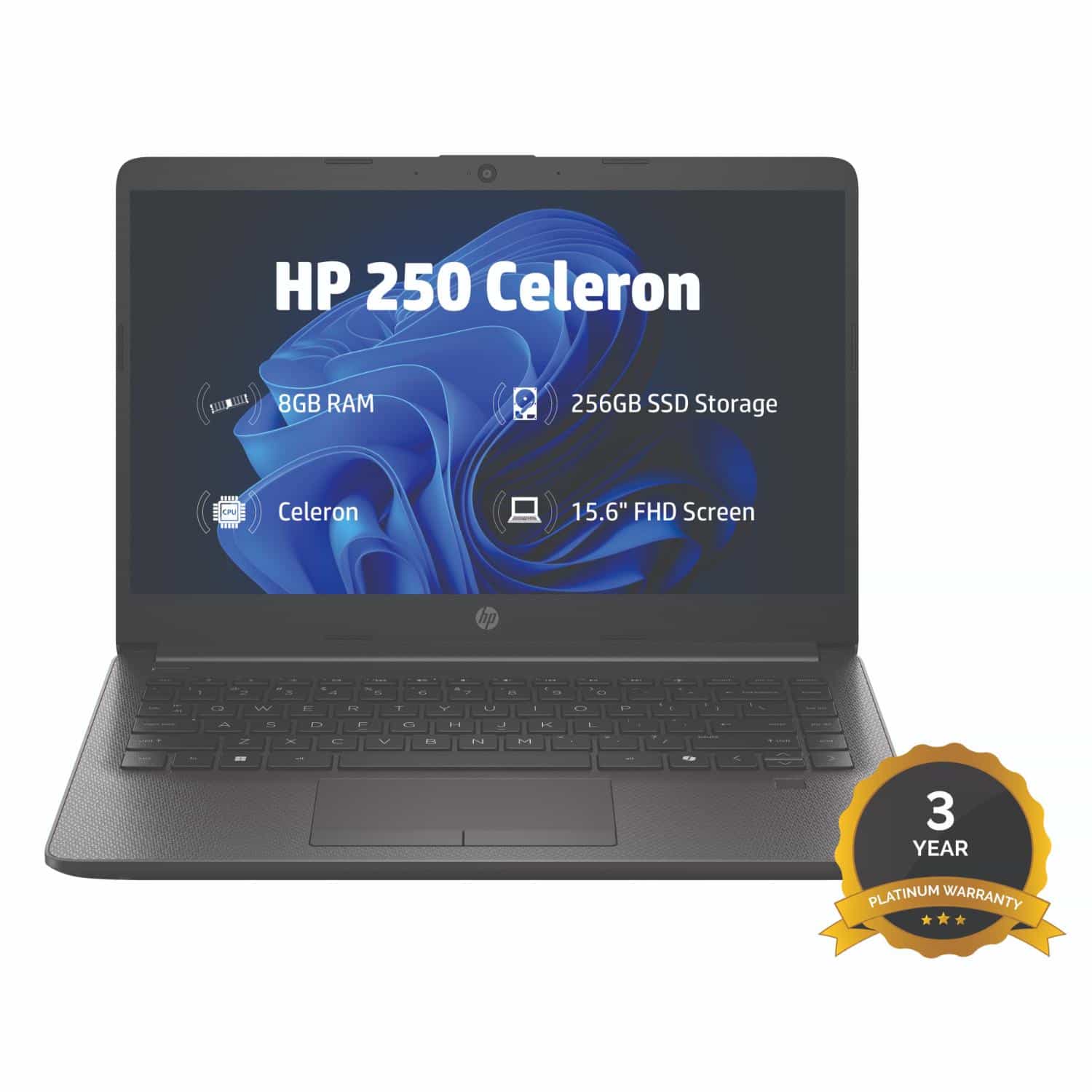 HP 250RT G9 15.6IN CELERON Laptop N150 8GB 256GB - Dark Ash