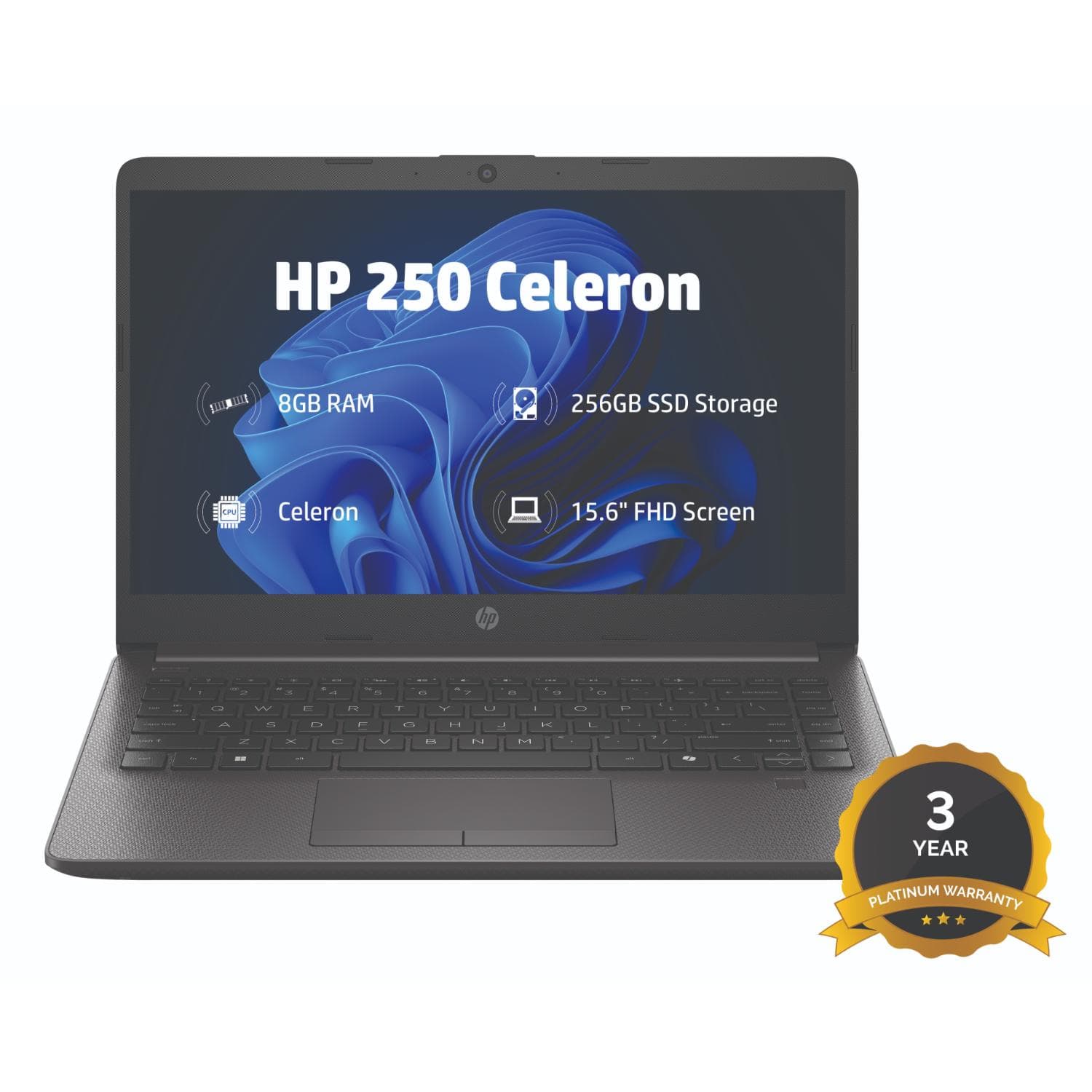 HP 250RT G9 15.6IN CELERON Laptop N150 8GB 256GB - Dark Ash