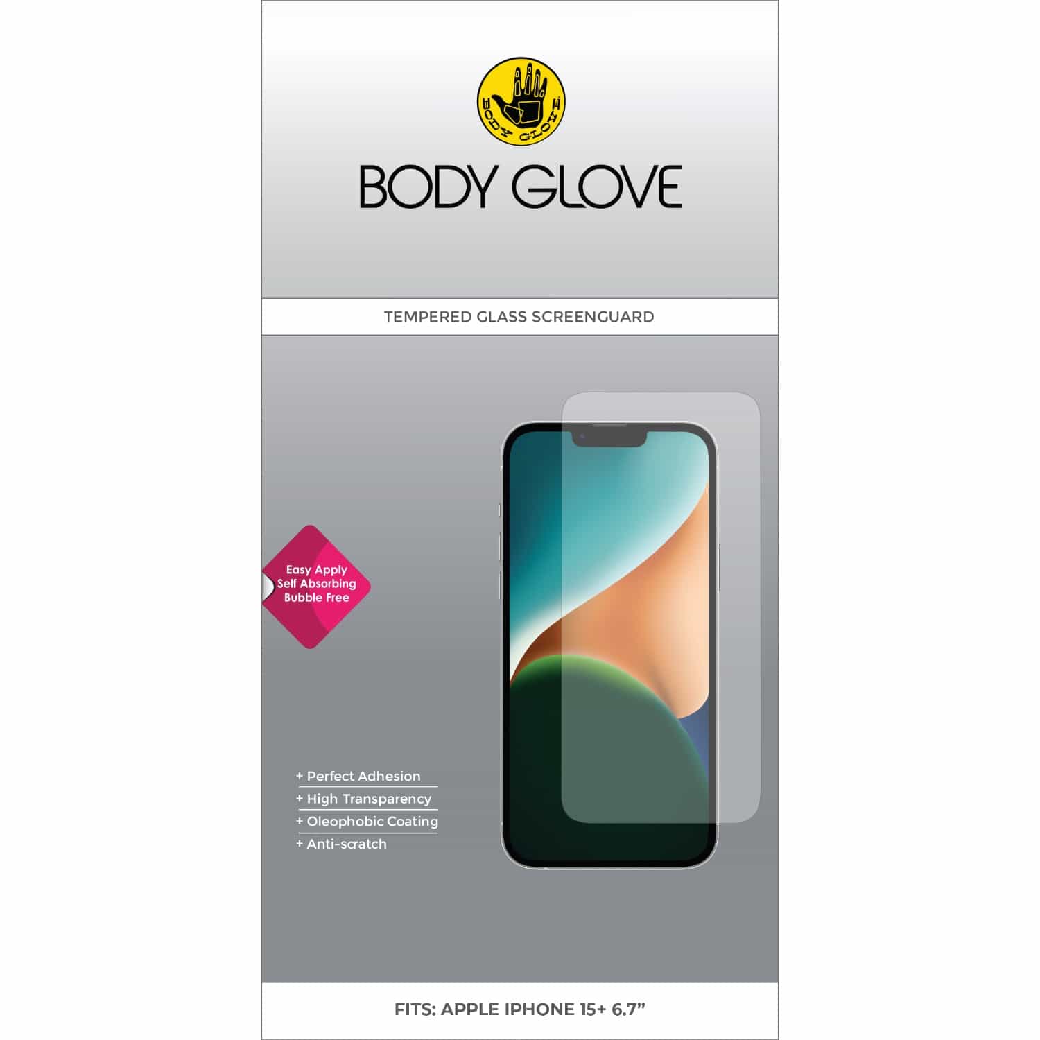 Body Glove Tempered Glass Screen Protector - Apple iPhone 16 Plus / iPhone 15 Plus - Clear